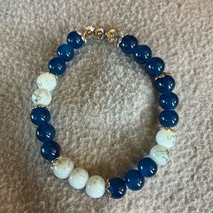 Elegant Blue and White Beaded Bracelet